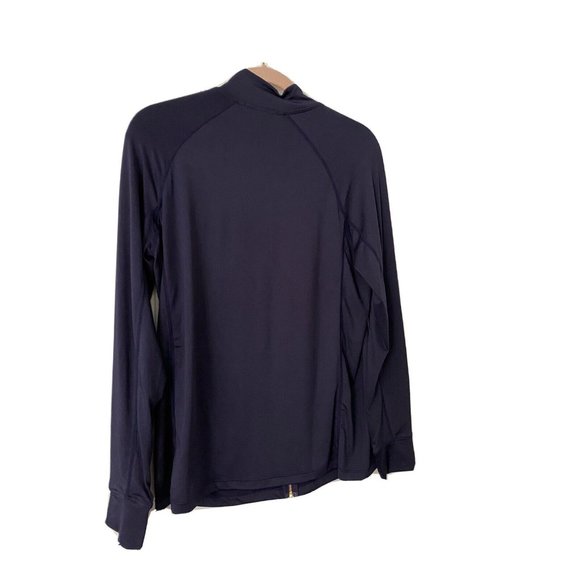 Womens SIMPLY SOUTHERN Nylon Stretch Jacket Full Zip Size Small Navy Blue‎ Gold - Picture 2 of 10